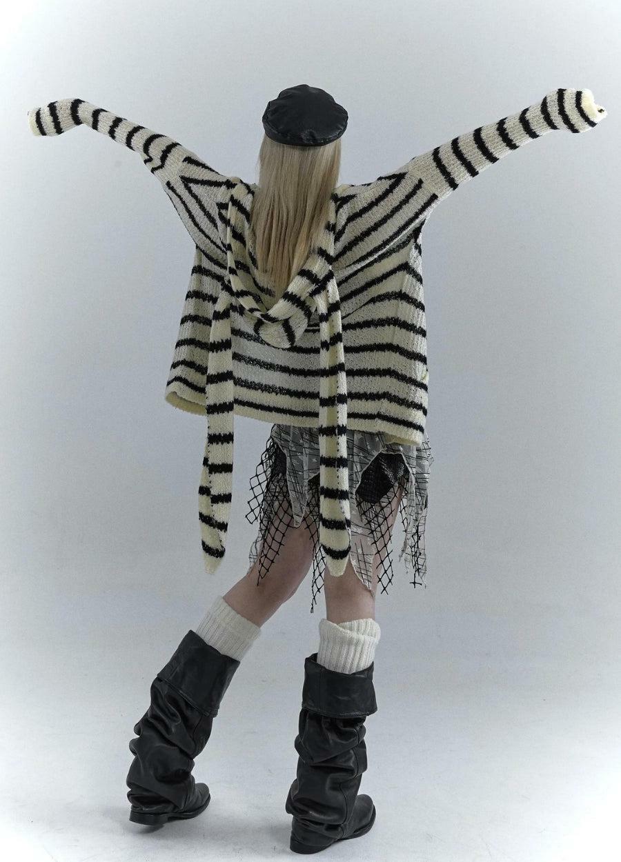 Y2K Fashion Rabbit Ears Hooded Cardigan Jacket - Cute Pastel Goth Style