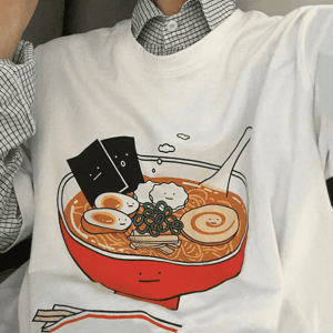 Y2K Fashion Ramen Noodles T-Shirt - Cute Tops for Coquette & Grunge Aesthetic