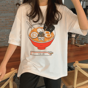 Y2K Fashion Ramen Noodles T-Shirt - Cute Tops for Coquette & Grunge Aesthetic