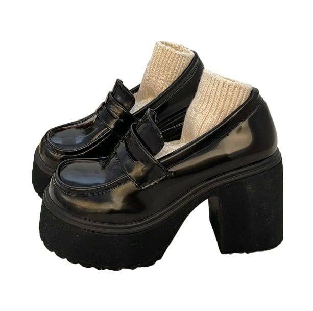 Y2K Fashion Round Toe Chunky High Heels for Grunge & Coquette Aesthetic