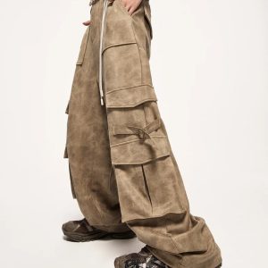 Y2K Fashion Safari Cargo Pants: Grunge Aesthetic & Cute Tops Combo