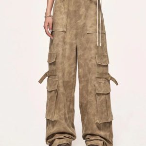 Y2K Fashion Safari Cargo Pants: Grunge Aesthetic & Cute Tops Combo