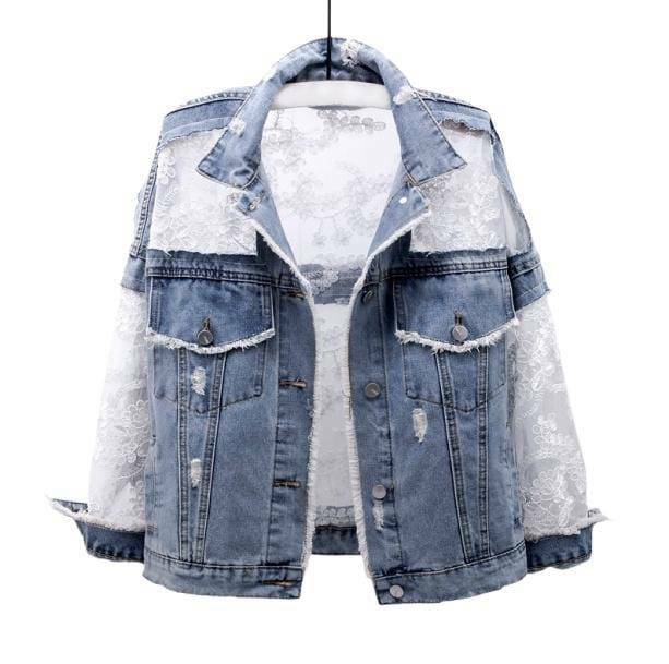 Y2K Fashion See-Through Back Denim Jacket for Grunge & Coquette Aesthetic