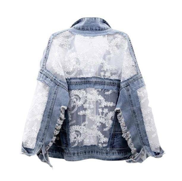 Y2K Fashion See-Through Back Denim Jacket for Grunge & Coquette Aesthetic