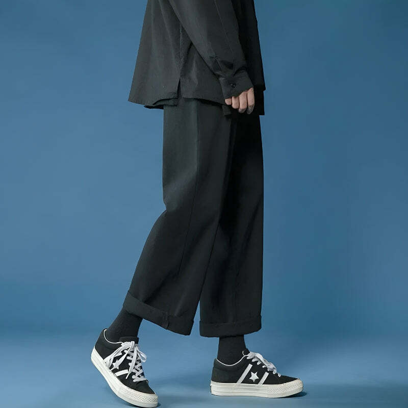 Y2K Fashion Soft Boy Casual Straight Leg Pants - Grunge Aesthetic Style