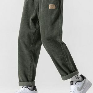 Y2K Fashion Soft Boy Corduroy Jogger Pants for Grunge & Coquette Aesthetic