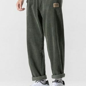 Y2K Fashion Soft Boy Corduroy Jogger Pants for Grunge & Coquette Aesthetic