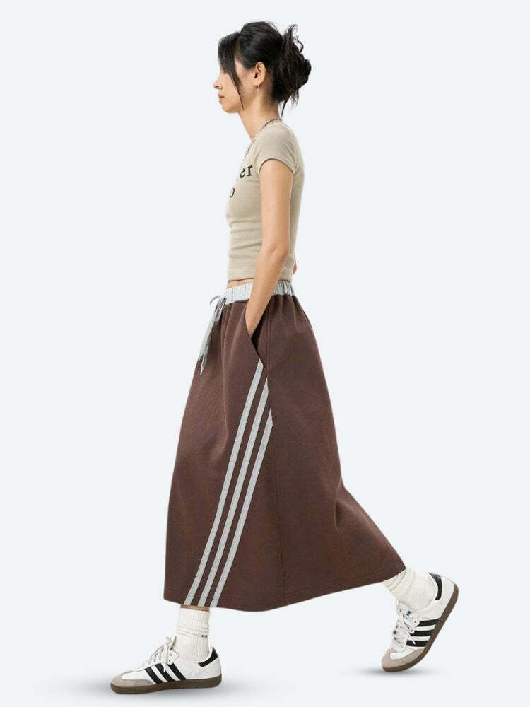 Y2K Fashion Sport Midi Skirt - Grunge Aesthetic & Cute Tops Style