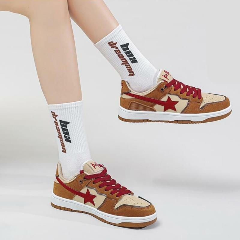 Y2K Fashion Star Embroidered Multicolor Sneakers for Aesthetic Outfits