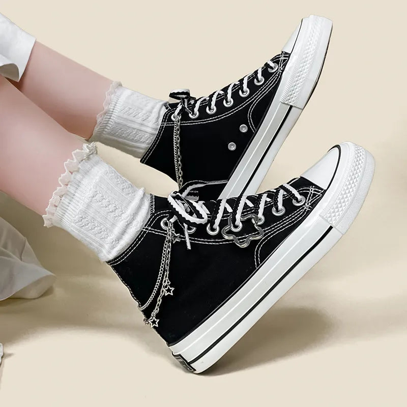 Y2K Fashion Stars Canvas Shoes - Cute Tops & Grunge Aesthetic Vibes