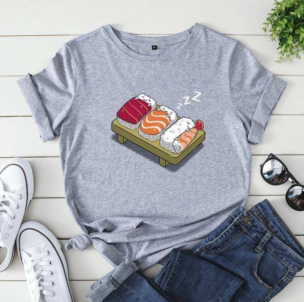 Y2K Fashion Sushi Lover T-Shirt - Cute Tops for Coquette & Grunge Aesthetic