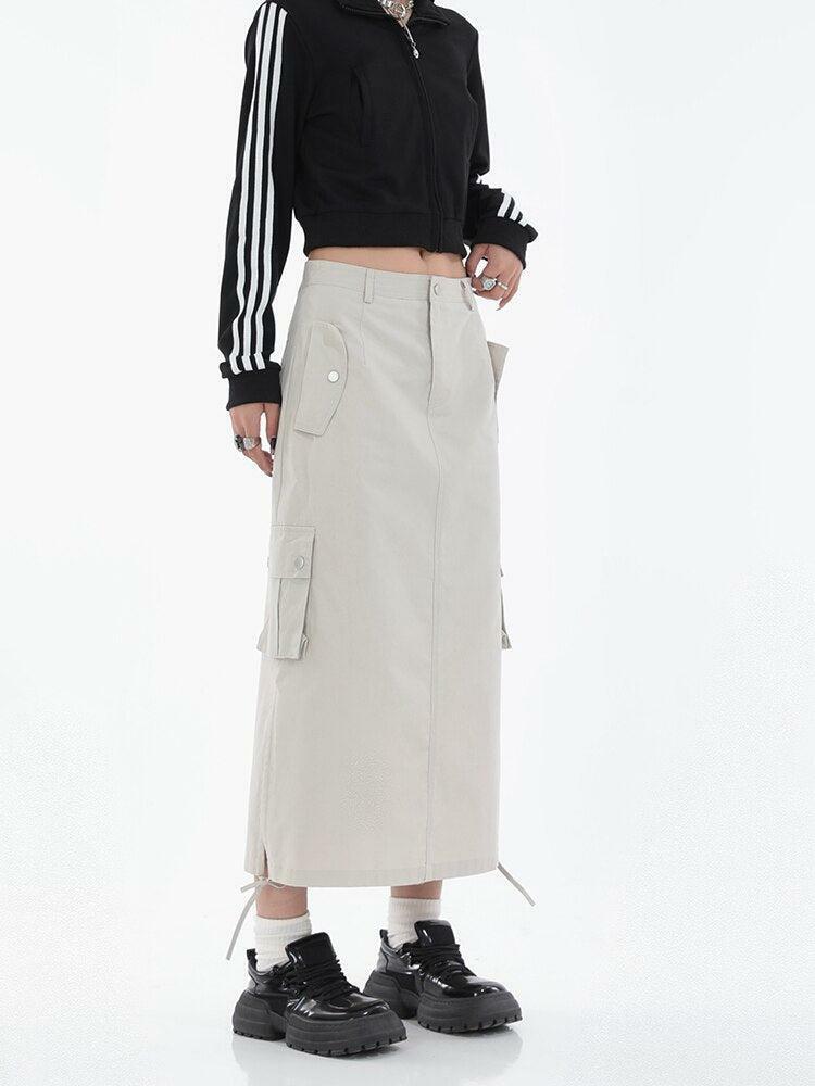 Y2K Fashion Tech Parachute Maxi Skirt - Grunge Aesthetic & Cute Tops