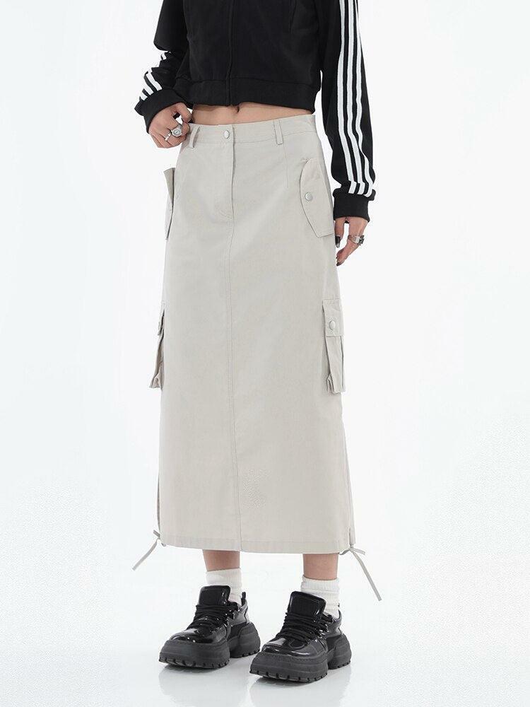 Y2K Fashion Tech Parachute Maxi Skirt - Grunge Aesthetic & Cute Tops