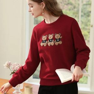 Y2K Fashion Teddy Bears Embroidered Sweatshirt - Cute Pastel Aesthetic