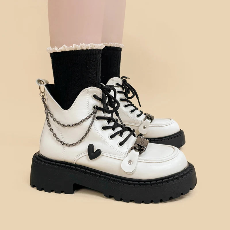 Y2K Fashion White Platform Boots for Grunge & Coquette Aesthetic