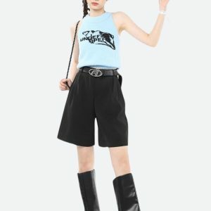 Y2K Fashion Wide Leg Pleated Shorts - Grunge Aesthetic & Cute Tops