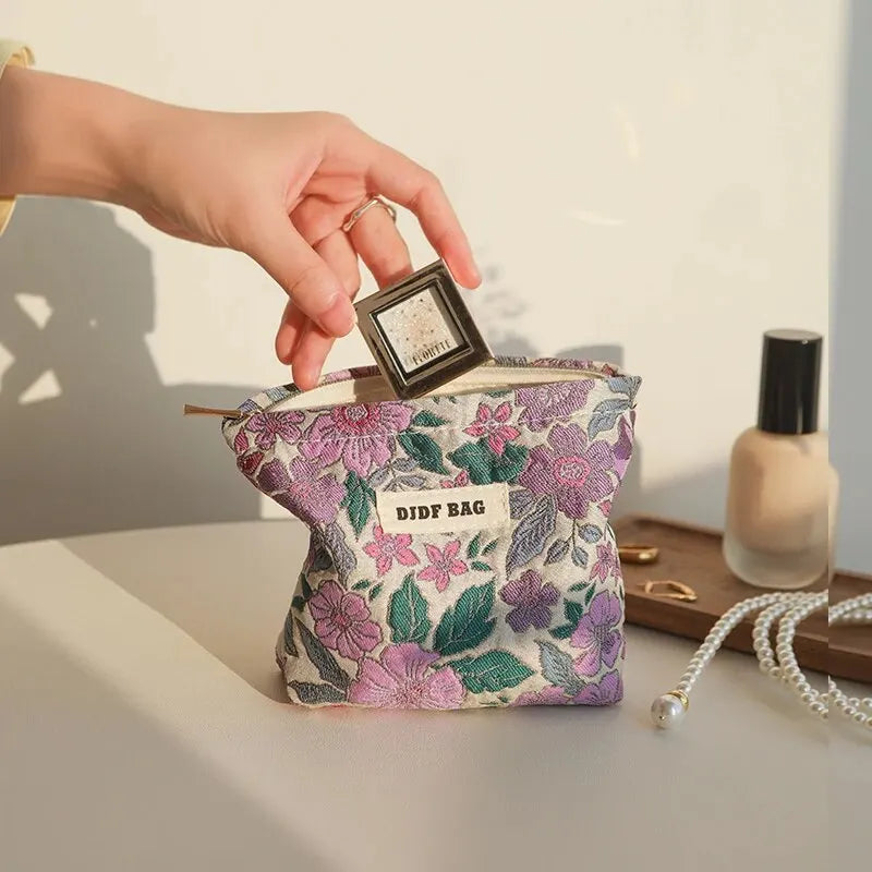 Y2K Floral Mini Makeup Bag - Cute Pastel Goth & Coquette Aesthetic