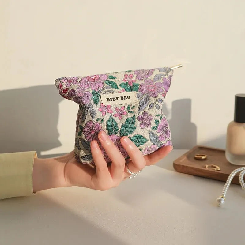 Y2K Floral Mini Makeup Bag - Cute Pastel Goth & Coquette Aesthetic