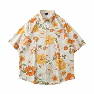 Y2K Floral Shirt - Cute Tops for Coquette & Grunge Aesthetic Outfits