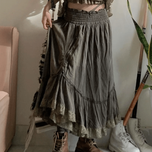 Y2K Grunge Aesthetic Cargo Skirt - Cute Tops & Pastel Goth Style