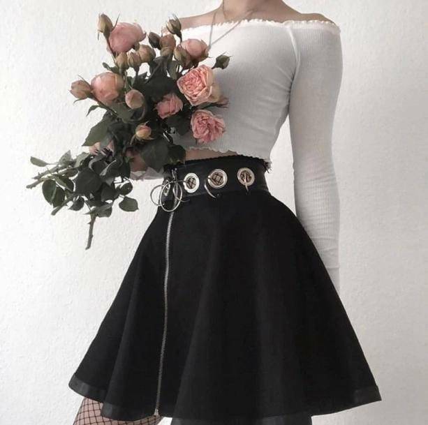 Y2K Grunge Aesthetic Cargo Skirt - Cute Tops & Pastel Goth Style