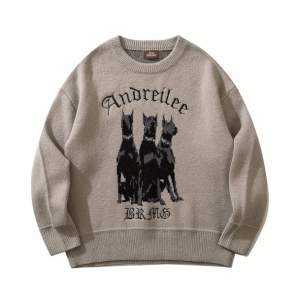 Y2K Grunge Aesthetic Guard Dog Sweater - Cute Tops for Trendy Outfits