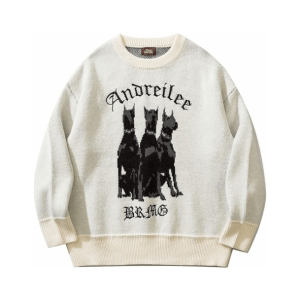 Y2K Grunge Aesthetic Guard Dog Sweater - Cute Tops for Trendy Outfits