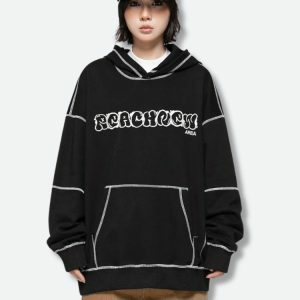 Y2K Grunge Aesthetic Skater Hoodie - Cute Tops for Trendy Outfits