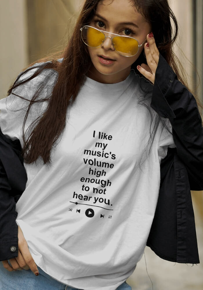 Y2K Grunge Aesthetic Tee: I Like My Music's Volume - Cute Tops