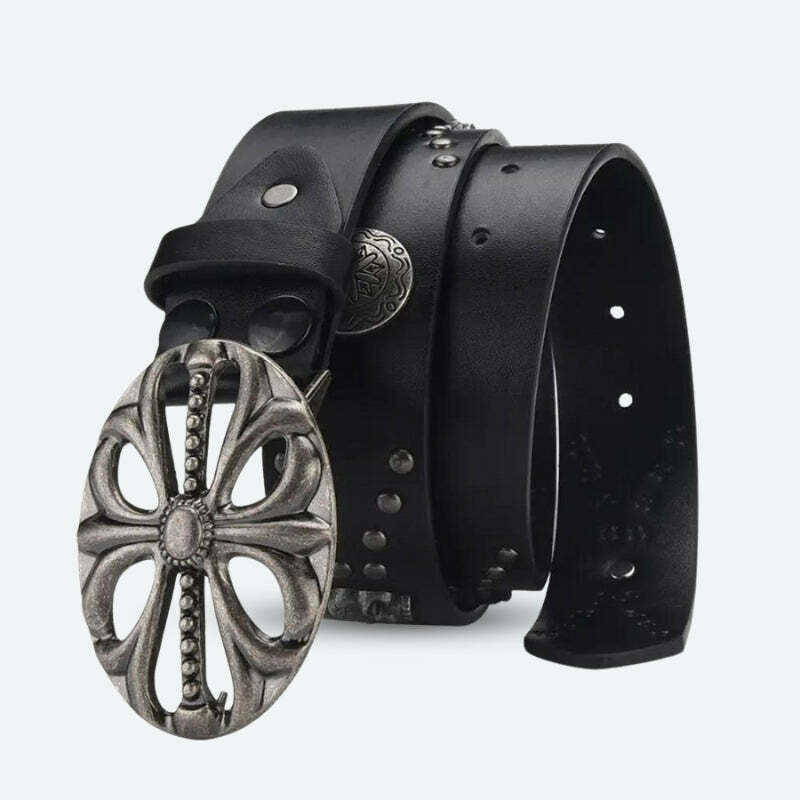 Y2K Grunge Cross Buckle Belt - Aesthetic Accessory for Trendy Outfits