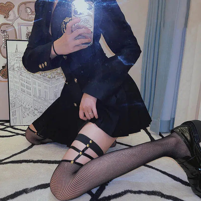 Y2K Grunge Fishnet Thigh High Socks for Coquette & Pastel Goth Aesthetic