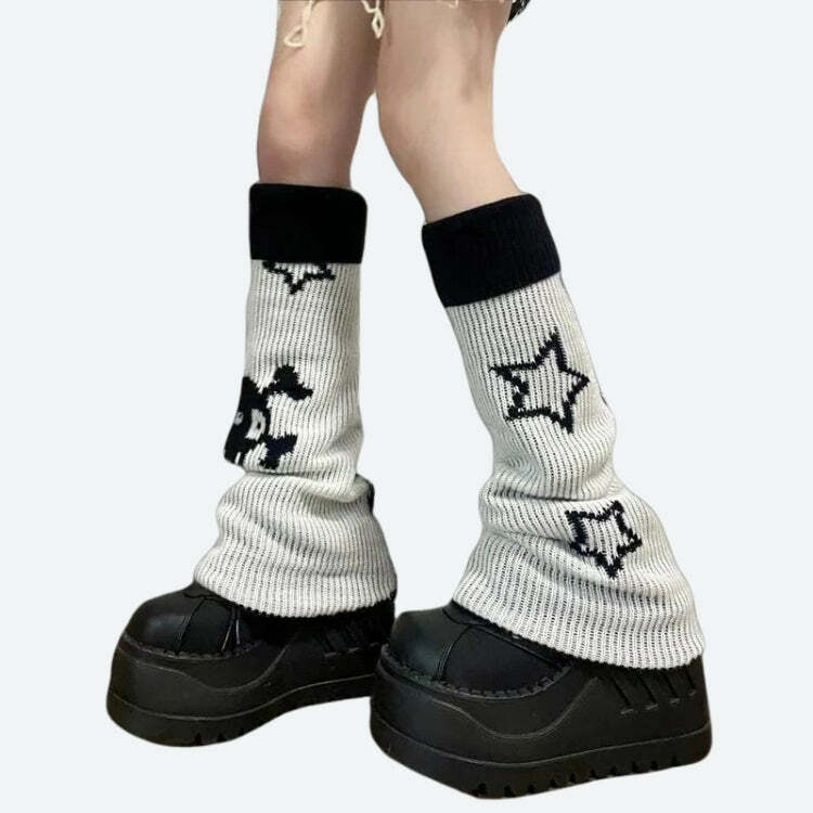 Y2K Grunge Reversible Leg Warmers for Coquette & Pastel Goth Aesthetic