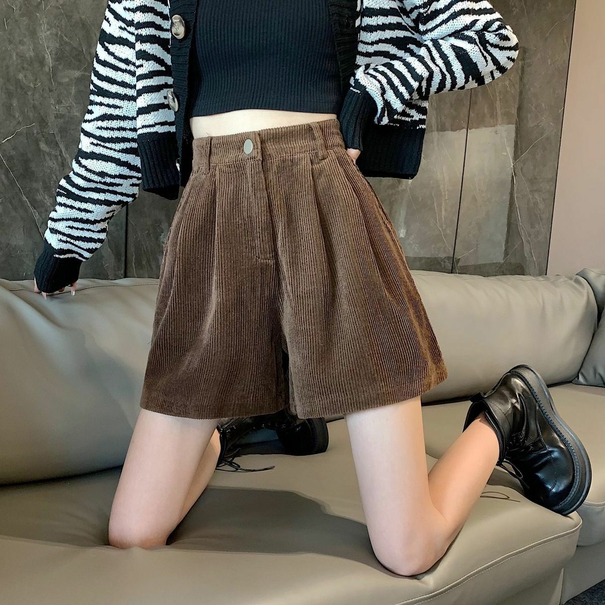 Y2K High Waist Corduroy Shorts - Grunge Aesthetic & Coquette Style