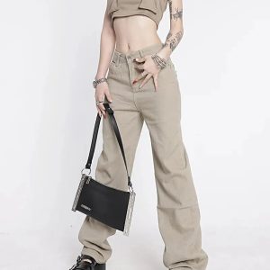 Y2K High Waist Star Pocket Jeans - Trendy Grunge & Coquette Aesthetic