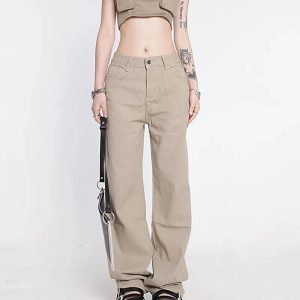 Y2K High Waist Star Pocket Jeans - Trendy Grunge & Coquette Aesthetic