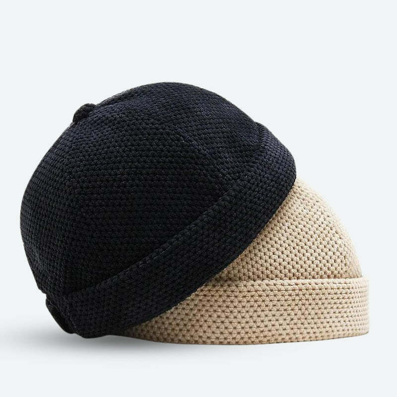 Y2K Knitted Skull Cap: Embrace Grunge Aesthetic & Coquette Style