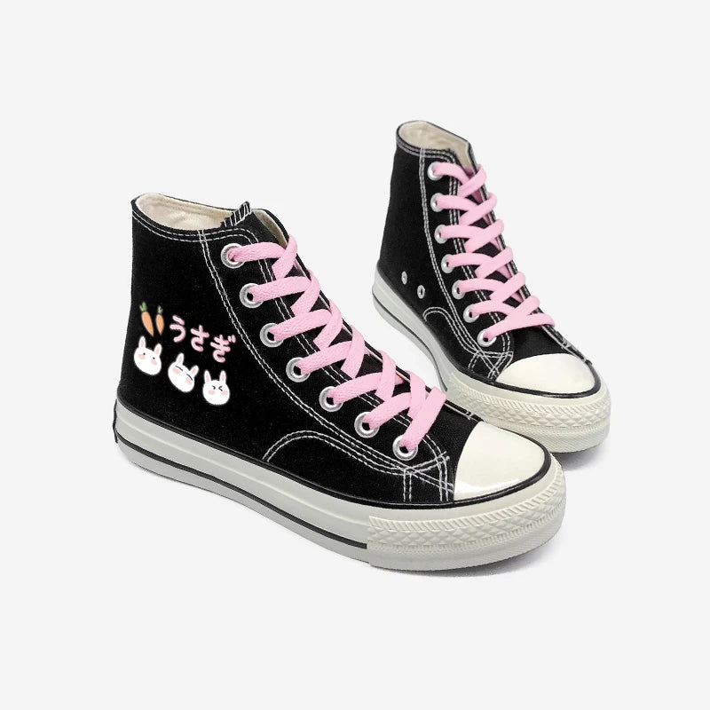 Y2K Lace Up Canvas Shoes - Cute Pastel Goth & Grunge Aesthetic Footwear