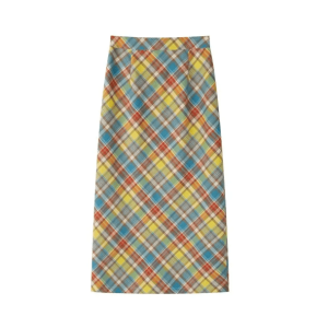 Y2K Midi Plaid Rainbow Skirt - Cute Pastel Goth & Grunge Aesthetic