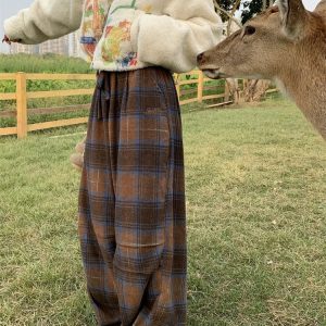 Y2K Oversized Plaid Sweatpants for Grunge Aesthetic & Cute Outfits