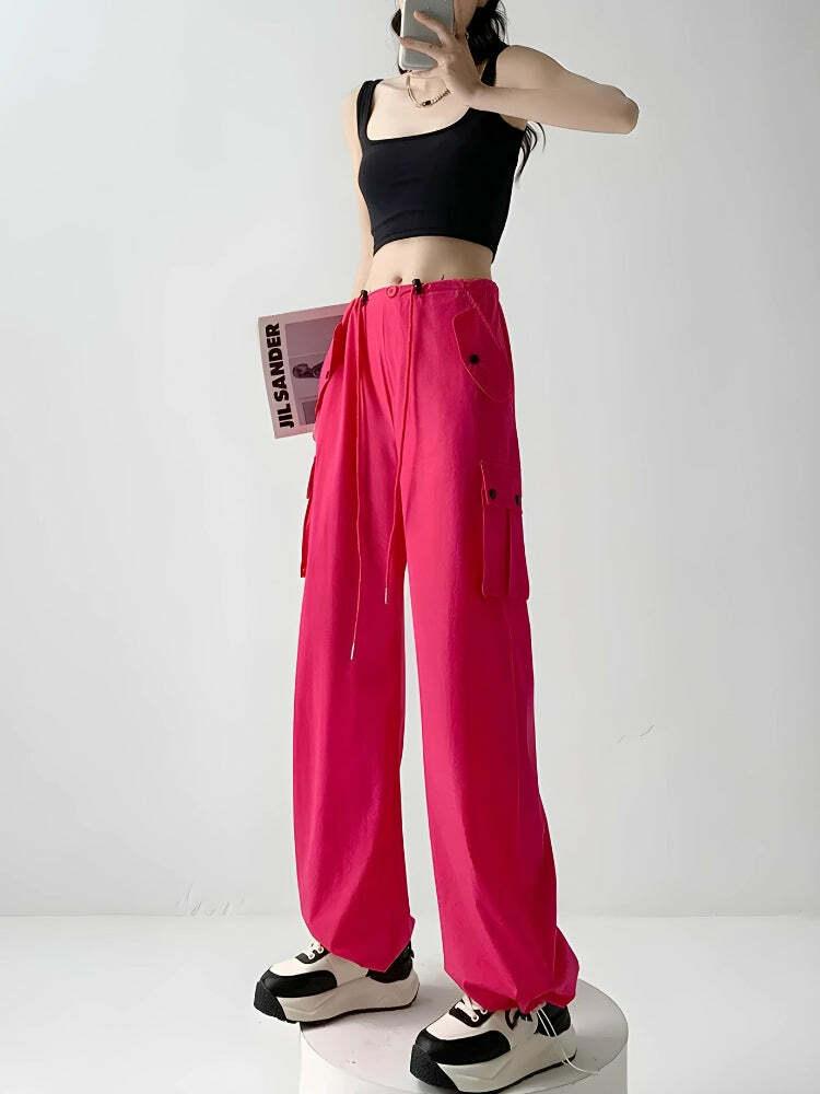 Y2K Parachute Cargo Pants: Grunge Aesthetic & Coquette Style Outfit