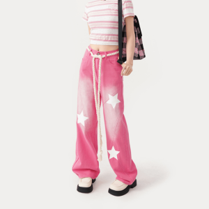 Y2K Pink Blush Jeans - Cute Tops & Grunge Aesthetic Outfit Essential