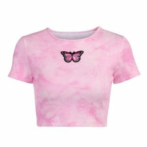 Y2K Pink Butterfly Top - Cute Coquette Aesthetic & Grunge Style