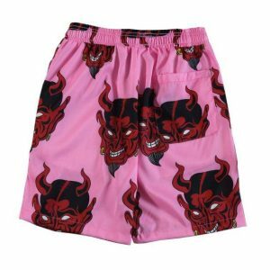 Y2K Pink Demon Shorts - Grunge Aesthetic & Coquette Style Outfit