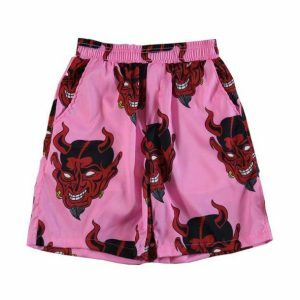 Y2K Pink Demon Shorts - Grunge Aesthetic & Coquette Style Outfit