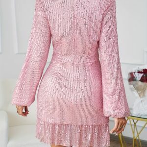 Y2K Pink Sequin Dress - Cute Coquette Aesthetic for Dress to Impress