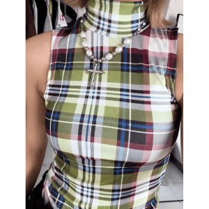 Y2K Plaid Aesthetic Tank Top - Cute Tops for Grunge & Coquette Styles