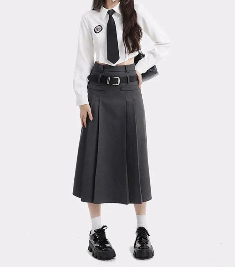 Y2K Pleated Midi Skirt - Cute Tops & Grunge Aesthetic Outfit Essential