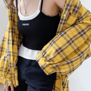 Y2K Preppy Plaid Shirt - Cute Tops for Coquette & Grunge Aesthetic