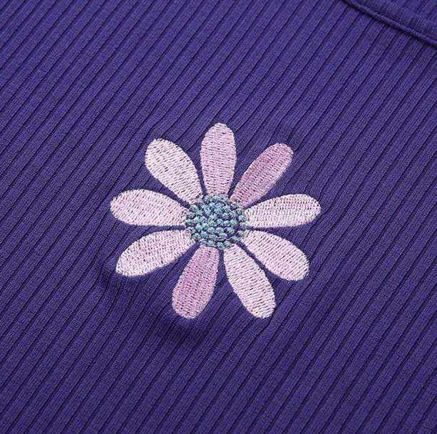 Y2K Purple Daisy Crop Top - Cute Pastel Goth Aesthetic for Trendy Outfits