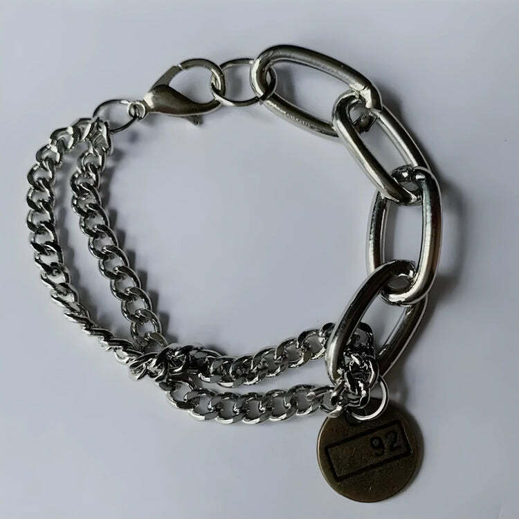 Y2K Silver Chain Bracelet - Cute Accessory for Coquette & Grunge Aesthetic